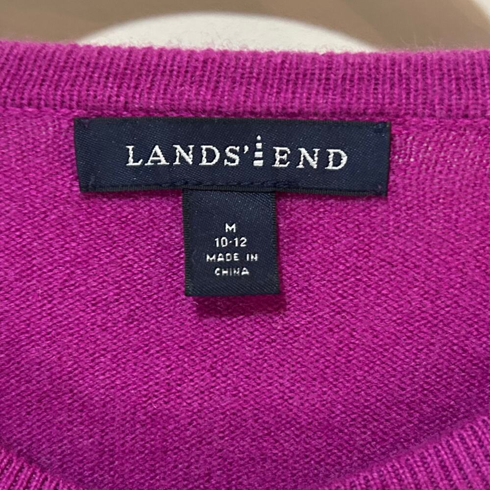 Lands' End 100% Cashmere Purple Cardigan Sweater Size M - Picture 4 of 8